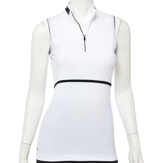 EP NY Work It Silver Ring Trim Womens Sleeveless Golf Polo