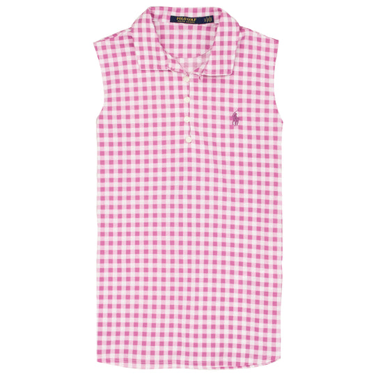 Polo Golf Gingham Womens Sleeveless Golf Polo