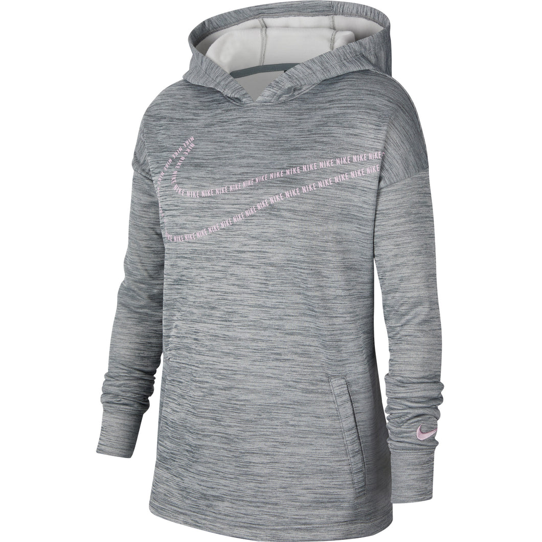 Nike Therma Graphic Girls Hoodie - CARBON HTHR 091/M