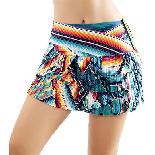 Lucky in Love BMS Hi Desert Bloom Pleated Scallop Womens Tennis Skirt