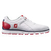 FootJoy Pro Spikeless White-Red Mens Golf Shoes - Cosmetic Blem