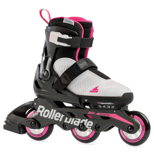Rollerblade Microblade 3WD Girls Adj Inline Skates - Grey/Pink/5-8
