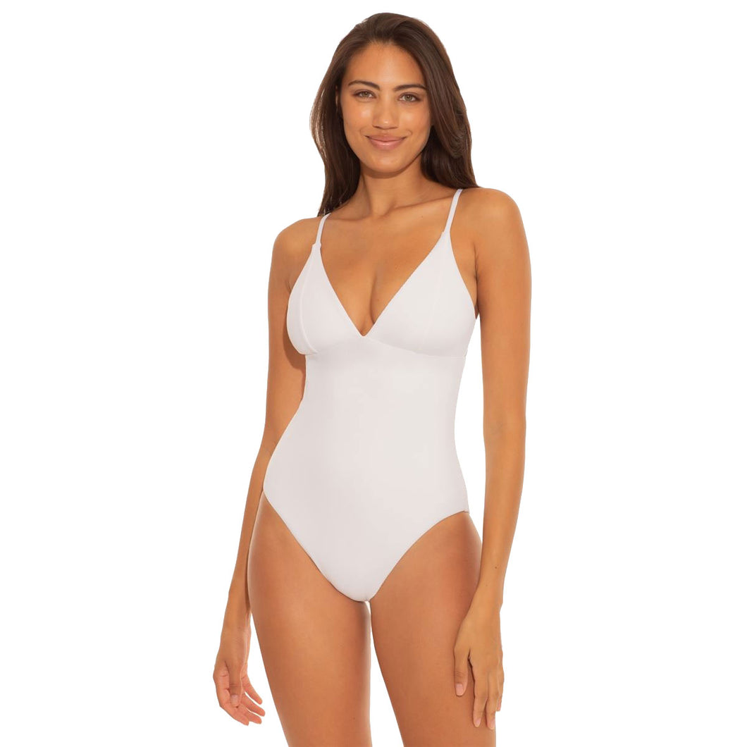 Becca Fine Line Abigail White 1PC Womens Swimsuit - White/L