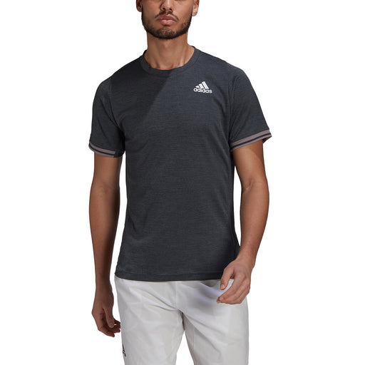Adidas Freelift Dark Hthr Grey Mens Tennis Shirt - Dk Hthr Gry/Wht/XXL