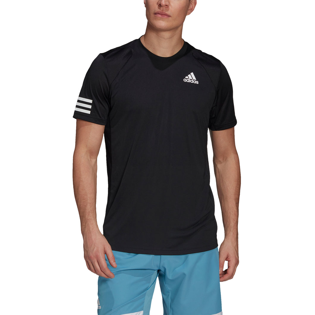 Adidas Club 3 Stripes Black Mens Tennis Shirt
