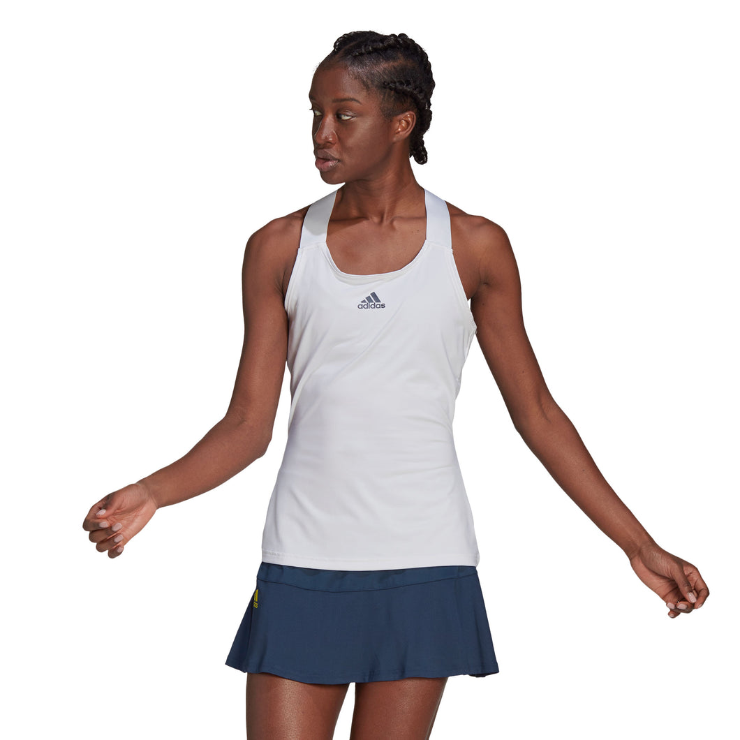 Adidas Y-Tank White-Black Womens Tennis Tank Top - White/Black/L