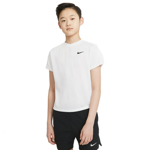 NikeCourt Dri-FIT Victory Boys Tennis Shirt - WHITE 100/XL