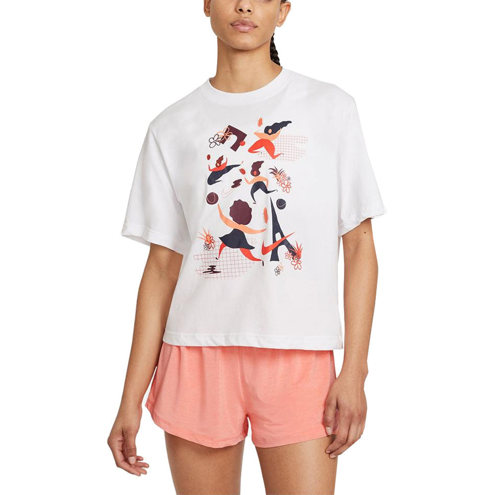 NikeCourt Dri-FIT Paris Womens Tennis T-Shirt - WHITE 100/L