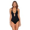 Becca Color Code Plunge Black One Piece Womens Swimsuit