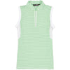 RLX Mesh Mix Force Green Stripe Womens Sleeveless Golf Polo