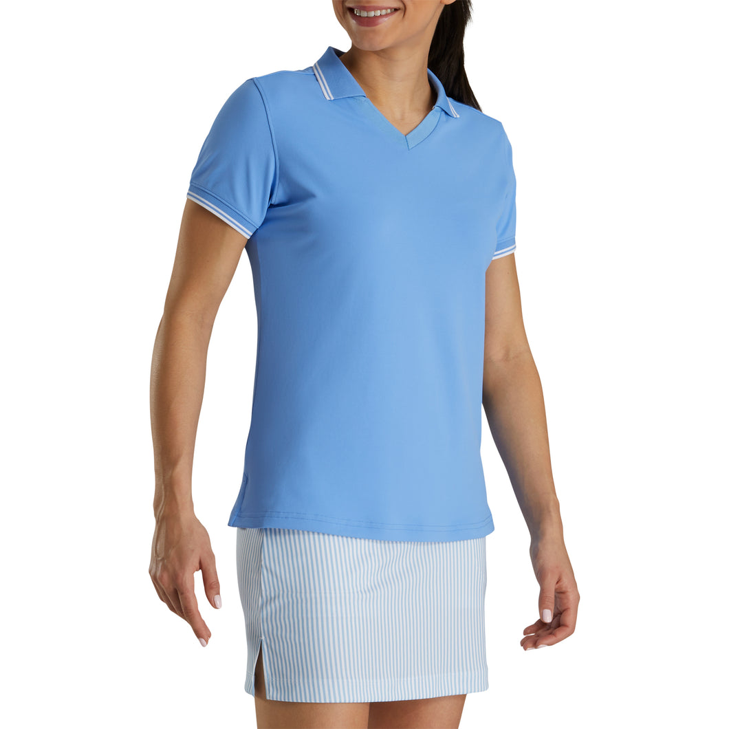FootJoy South Livin Opn Collr Blu Womens Golf Polo - Light Blue/L