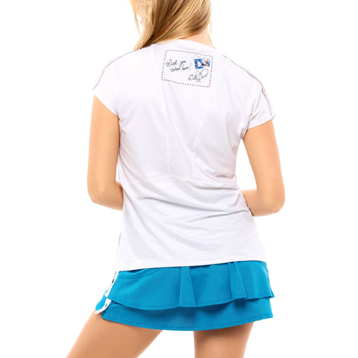 Lucky in Love Stamp It White Women SS Tennis Shirt