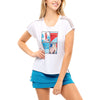 Lucky in Love Stamp It White Womens Short Sleeve Tennis Shirt
