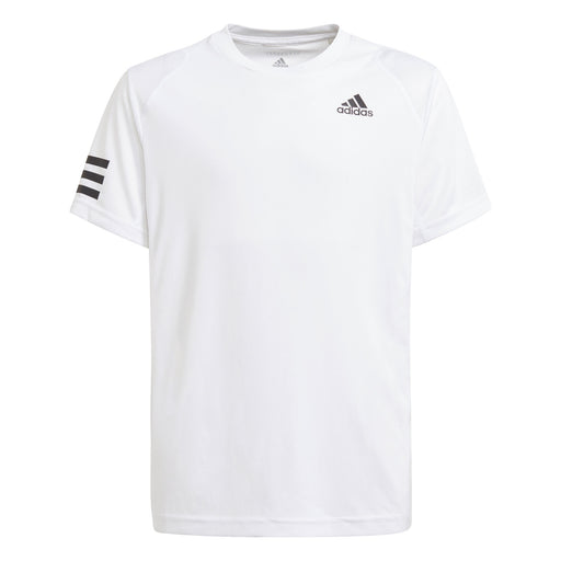 Adidas Club 3 Stripe Boys Tennis Shirt - White/Black/XL