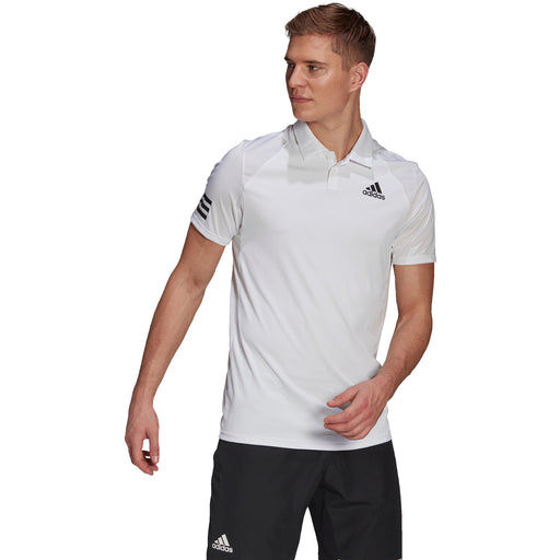 Adidas Club 3 Stripes White-Black Mens Tennis Polo - White/Black/XXL