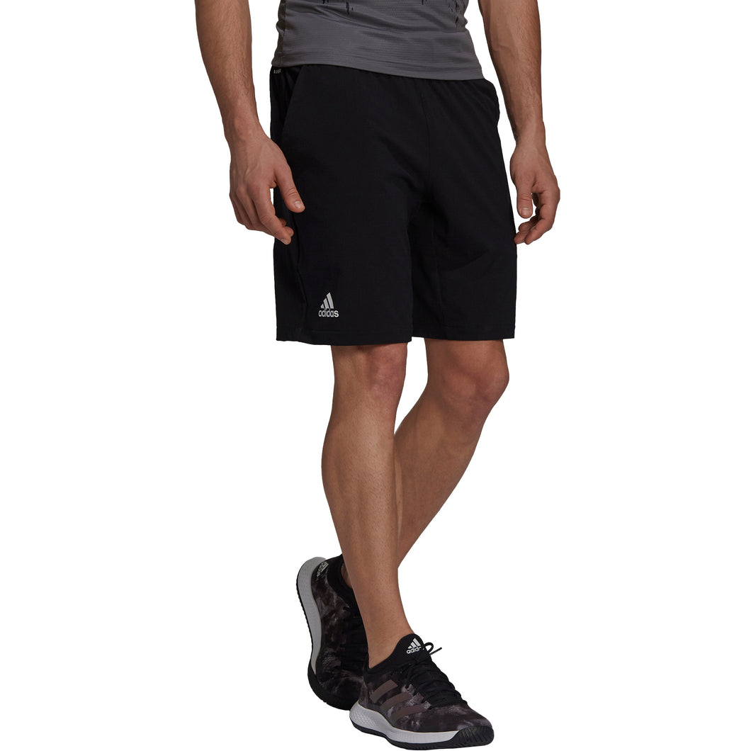 Adidas Ergo Black-White 9in Mens Tennis Shorts - Black/White/XL