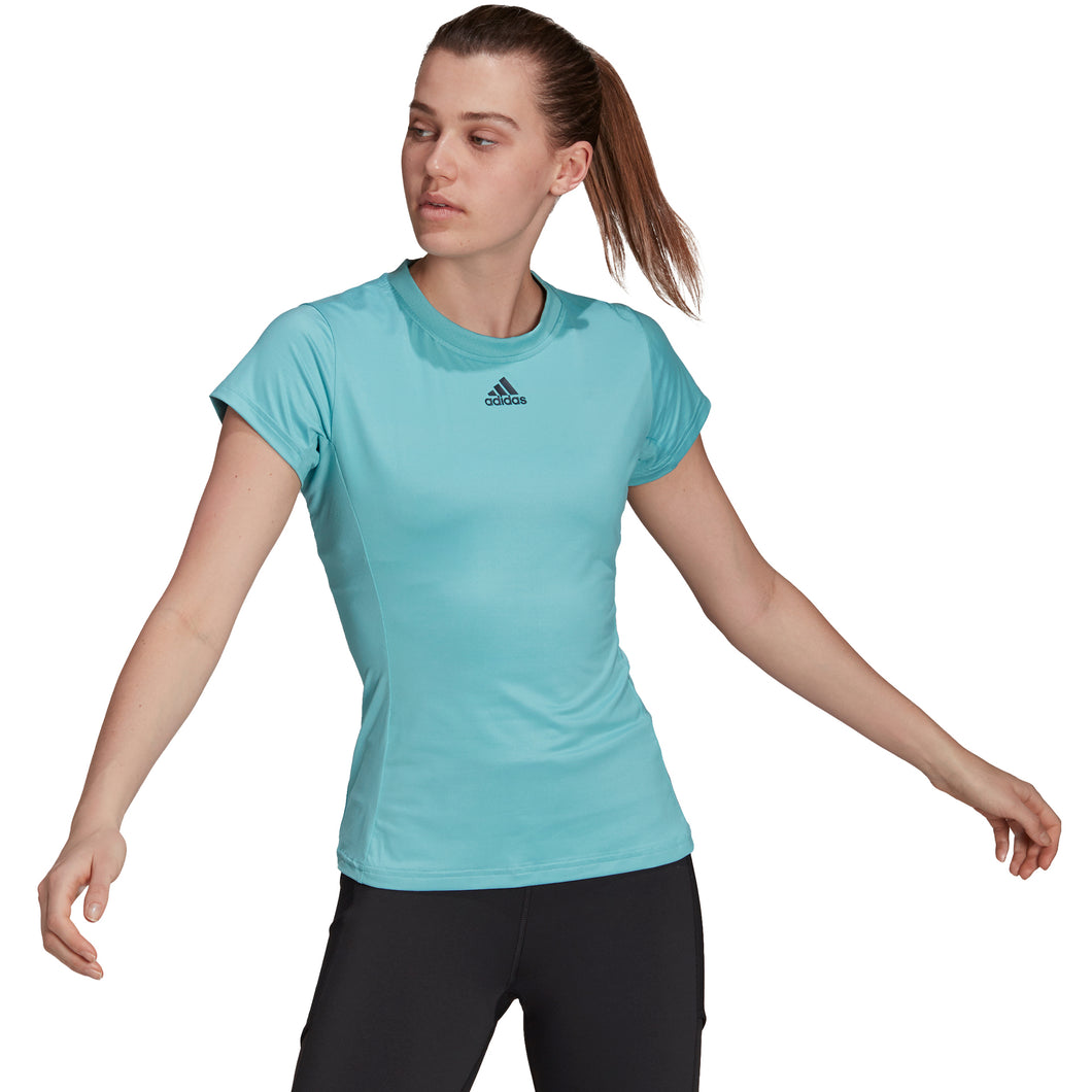 Adidas Aeroready Match Mint Womens Tennis Shirt - Mint Tone/Blk/L