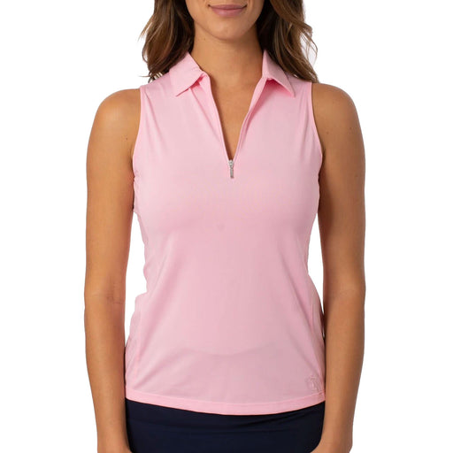 Golftini Zip Tech Womens Sleeveless Golf Polo - Light Pink 17pk/XL