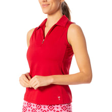 Load image into Gallery viewer, Golftini Zip Tech Womens Sleeveless Golf Polo - Red/XL
 - 10