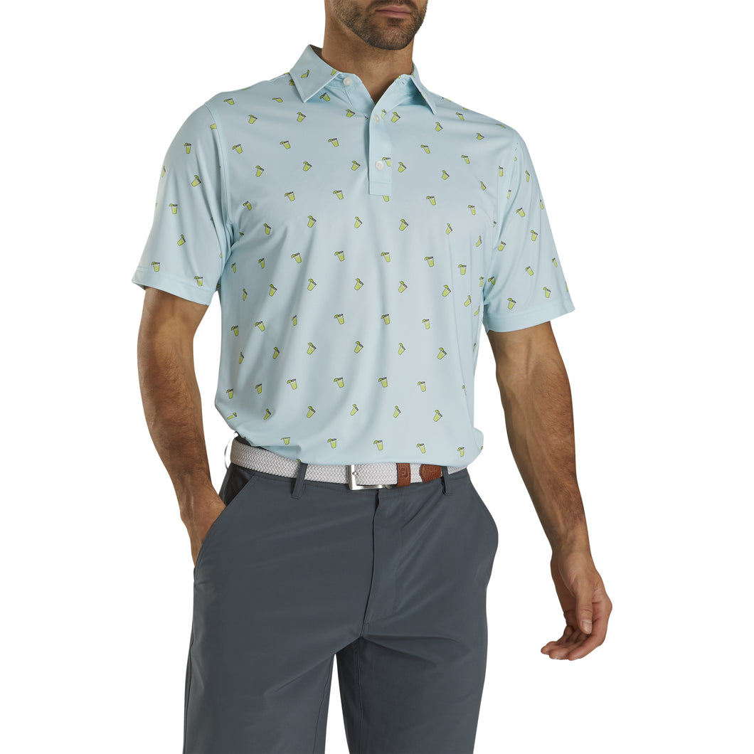 FootJoy Lisle Cocktail Print Blue Mens Golf Polo