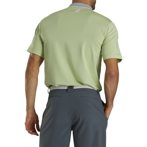 FootJoy Lisle Mini Stripe Grey-Lime Mens Golf Polo