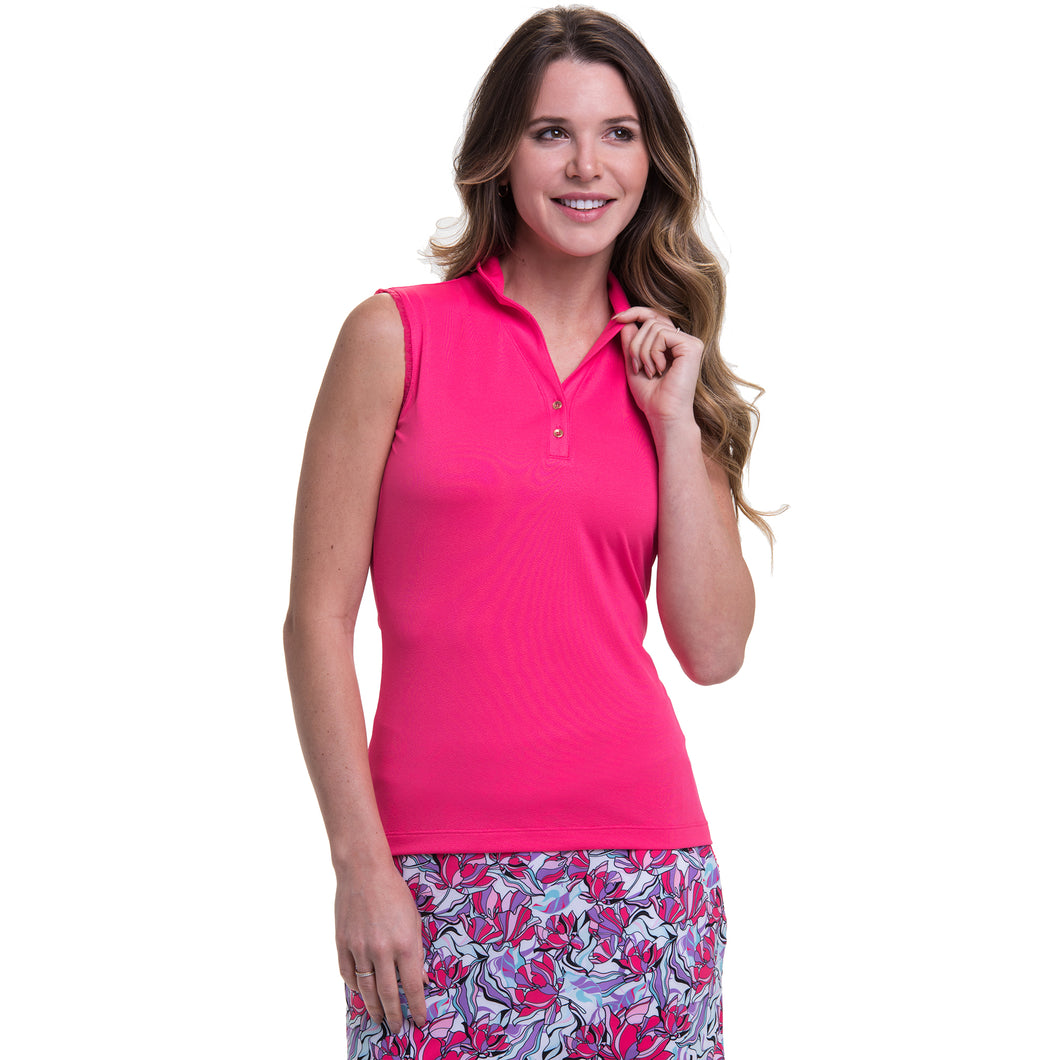 EP New York Shawl Collar Rosette Womens Golf Polo