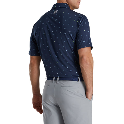 FootJoy Lisle Golf Doodle Print Nvy Mens Golf Polo