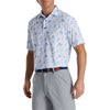 FootJoy Lisle Vintage Floral Print Sky Mens Golf Polo