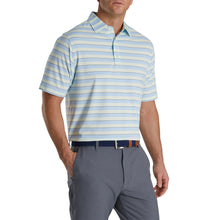 Load image into Gallery viewer, FootJoy Lisle Regency Stripe Sky Mens Golf Polo
 - 1