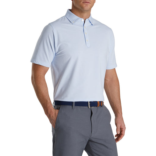 FootJoy Lisle Feeder Stripe Sky Mens Golf Polo