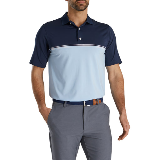 FootJoy Color Block Lisle Navy Mens Golf Polo