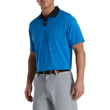 Load image into Gallery viewer, FootJoy Broken Pinstripe Lisle Blue Mens Golf Polo
 - 1