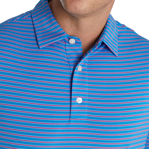 FootJoy Stretch Lisle Pinstripe Blue Men Golf Polo