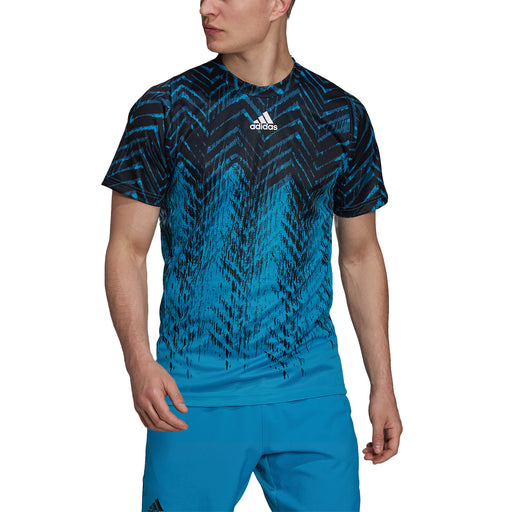Adidas FreeLift Printed PB Mens Tennis Shirt - SONC AQU/BK 449/XXL
