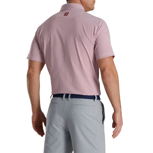 FootJoy Feeder Stripe Lisle Merlot Mens Golf Polo