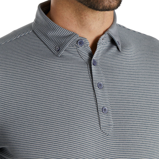 FootJoy Feeder Stripe Jersey Gy Mens LS Golf Polo