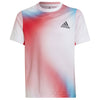 Adidas Club White Vivid Red Boys Short Sleeve Crew Tennis Shirt