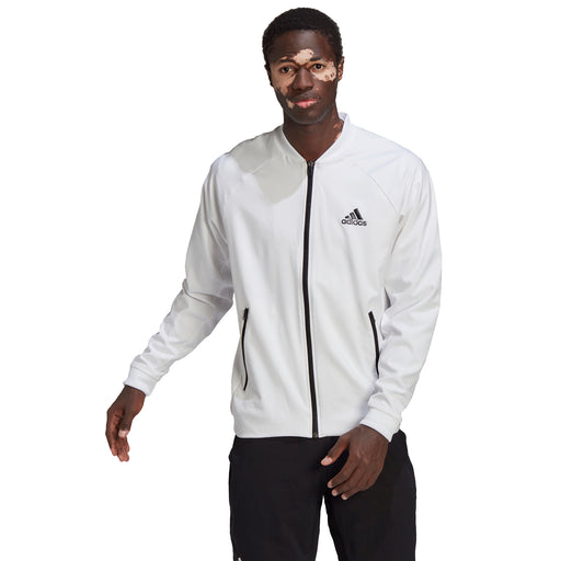 Adidas Stretch Woven Mens Tennis Jacket - WHITE/BLACK 100/XL