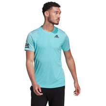 Load image into Gallery viewer, Adidas Club 3 Stripes Mens Tennis Shirt 1 - AQUA/BLACK 448/XL
 - 1