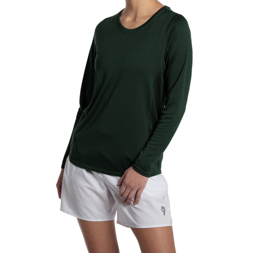 Baddle Womens Longsleeve Pickleball Shirt - Dark Green Hgr/XL