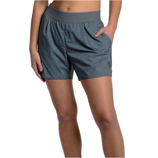 Baddle Stretch Woven 5in Womens Pickleball Shorts - Hthr Shadow Shd/L