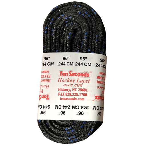 Ten Seconds Waxed Hockey Skate Laces - Black/120 IN