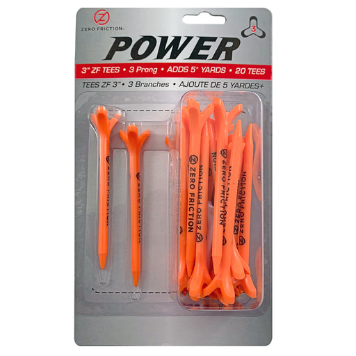 Zero Friction Tour 3-Prong Golf Tees - 20 Pack - 3in/Orange