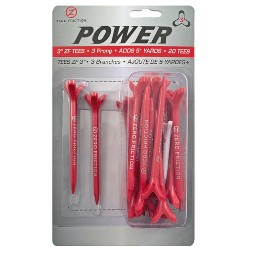 Zero Friction Tour 3-Prong Golf Tees - 20 Pack - 3in/Red