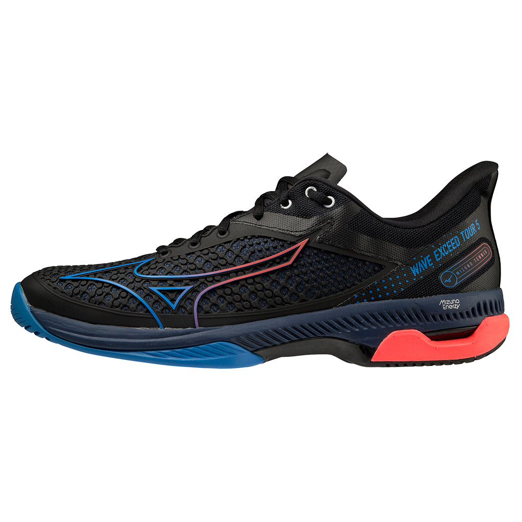 Mizuno Wave Exceed Tour 5 AC Mens Tennis Shoes - Bk/Peac Bl 90pe/D Medium/13.0