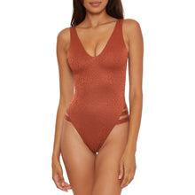 Load image into Gallery viewer, Becca Bronzed Plunge One Piece Womens Swimsuit
 - 1
