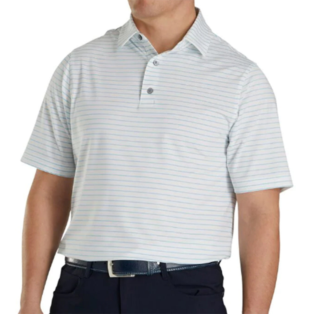 FootJoy Athletic Fit Classc Strp WH Mens Golf Polo