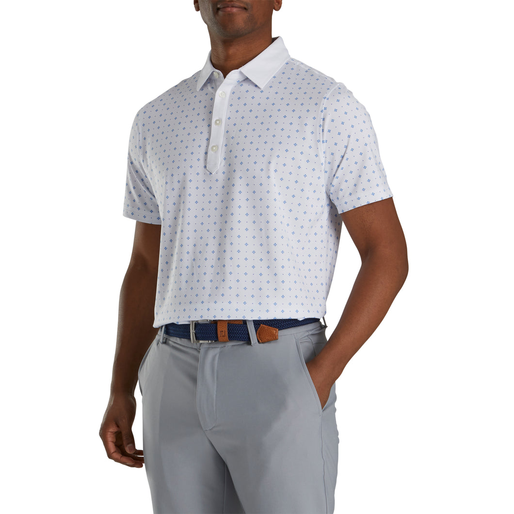 FootJoy Athletic Fit Deco Print Wht Mens Golf Polo