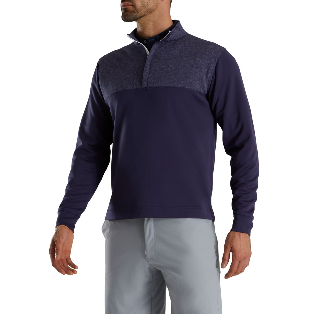 FootJoy Heather Yoke Navy Mens Golf 1/2 Zip - Navy/XXL