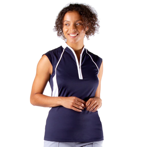 NVO Maxine Mock Navy Womens Golf Polo - NAVY 400/L